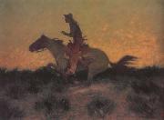 Frederic Remington Against htte Sunset (mk43) France oil painting artist
